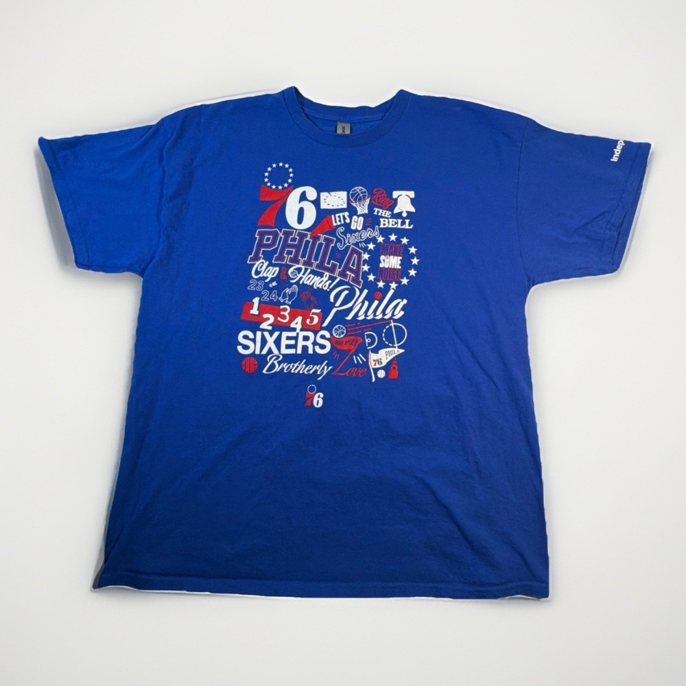 Philadelphia 76ers T-Shirt Men's XL/TG Gildan Graphic Blue Cotton NBA Fan Tee